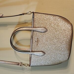 KATE SPADE NEW YORK CHAMPAGNE GLITTER GOLD CROSSBODY BAG